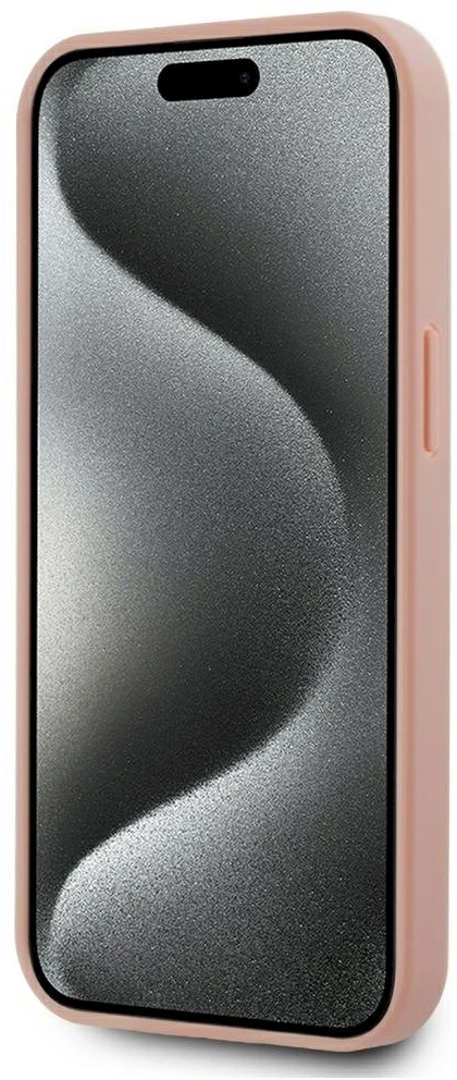 Dėklas Karl Lagerfeld Leather Monogram Metal Logo MagSafe Apple iPhone 15 rožinės spalvos
