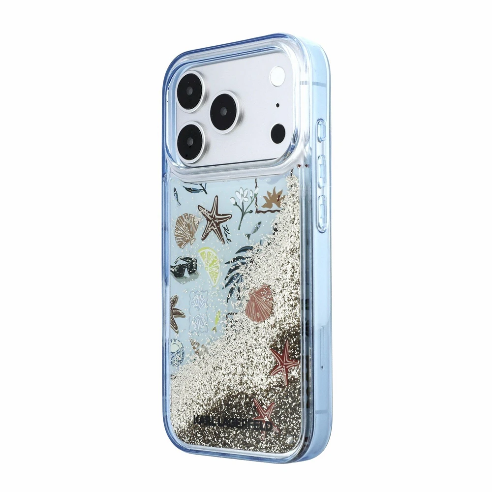 Karl Lagerfeld Liquid Glitter Beach dėklas skirtas iPhone 18 Pro Max Mėlyna