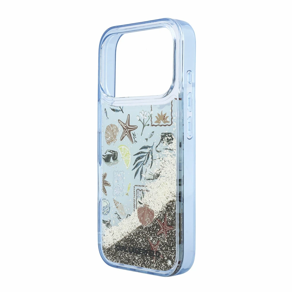 Karl Lagerfeld Liquid Glitter Beach dėklas skirtas iPhone 18 Pro Max Mėlyna