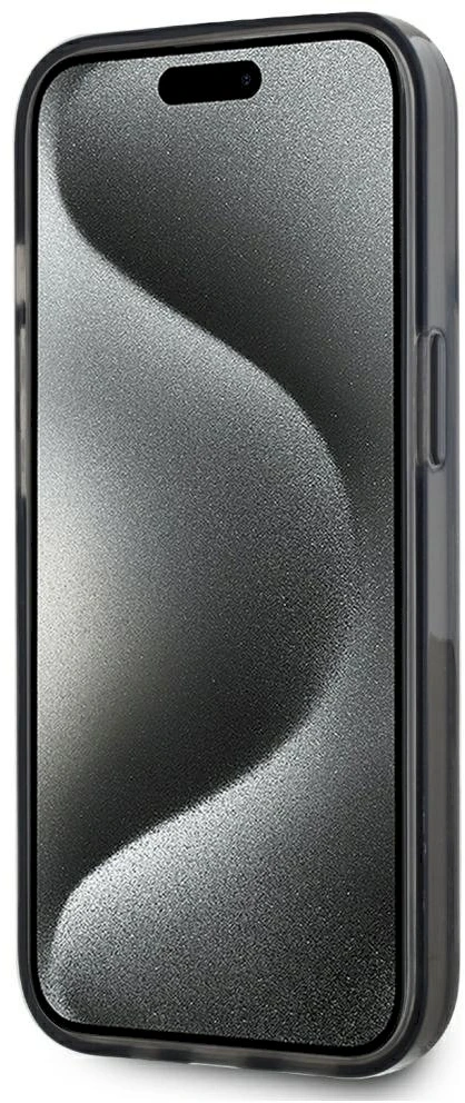 Dėklas Karl Lagerfeld Liquide Glitter Monogram Gradient Apple iPhone 15 juodos spalvos