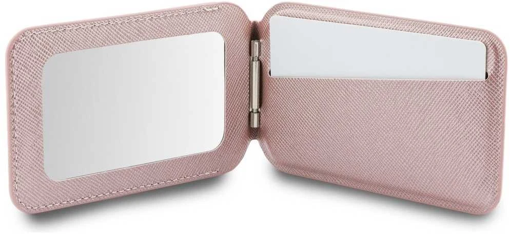 Dėklas Karl Lagerfeld Mirror MagSafe Cardslot Stand Rožinė