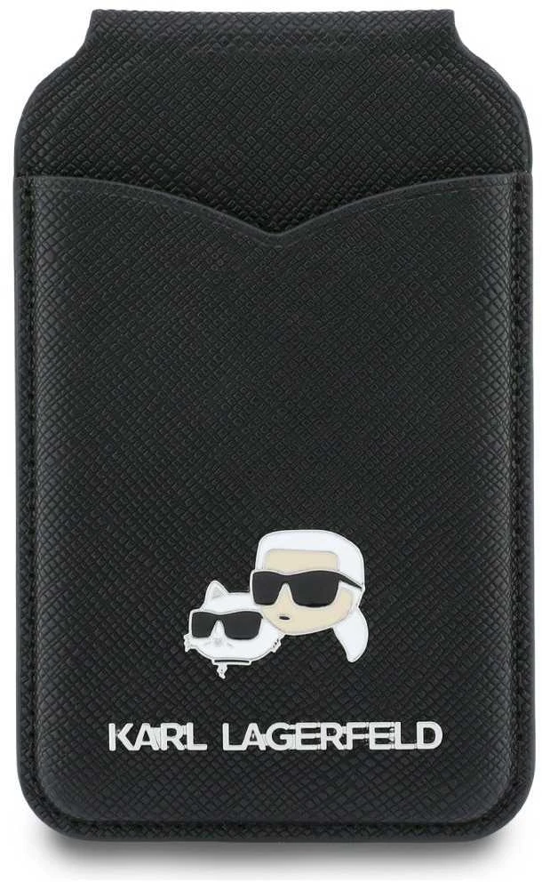 Dėklas Karl Lagerfeld Mirror MagSafe Cardslot Stand Juodas