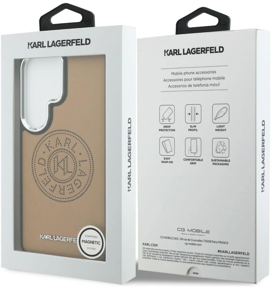Dėklas Karl Lagerfeld Perforated KL MagSafe Samsung Galaxy S26 Ultra rudos spalvos