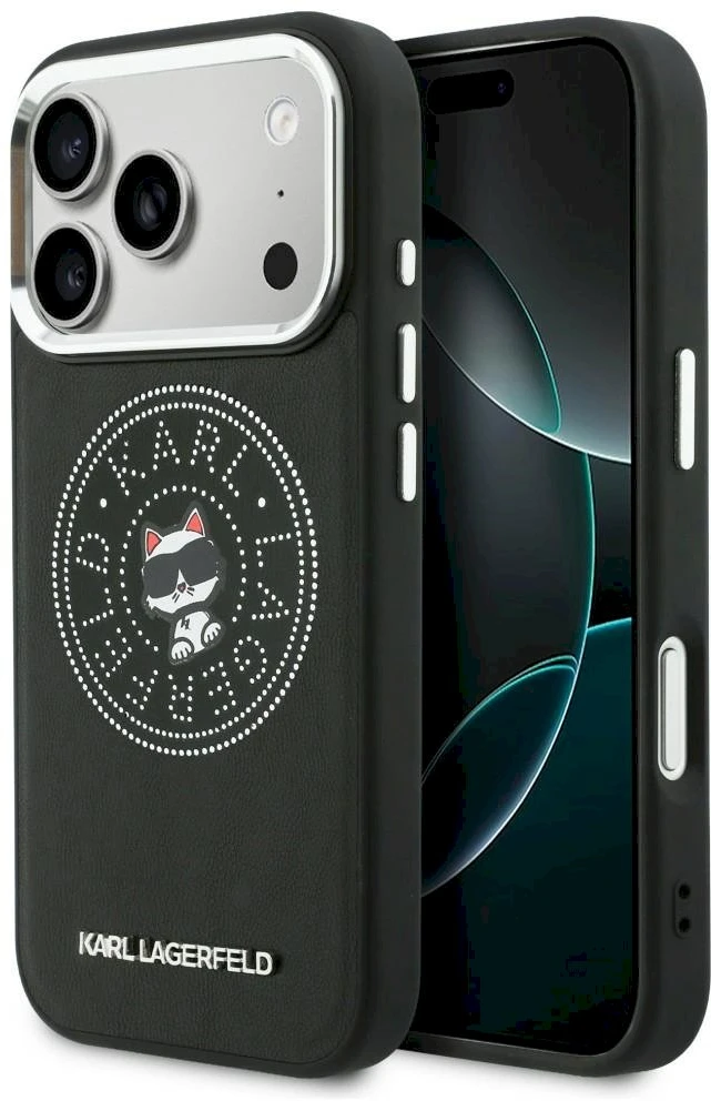Karl Lagerfeld Point & Choupette Sketch MagSafe dėklas, skirtas iPhone 17 Pro Max - Juodas