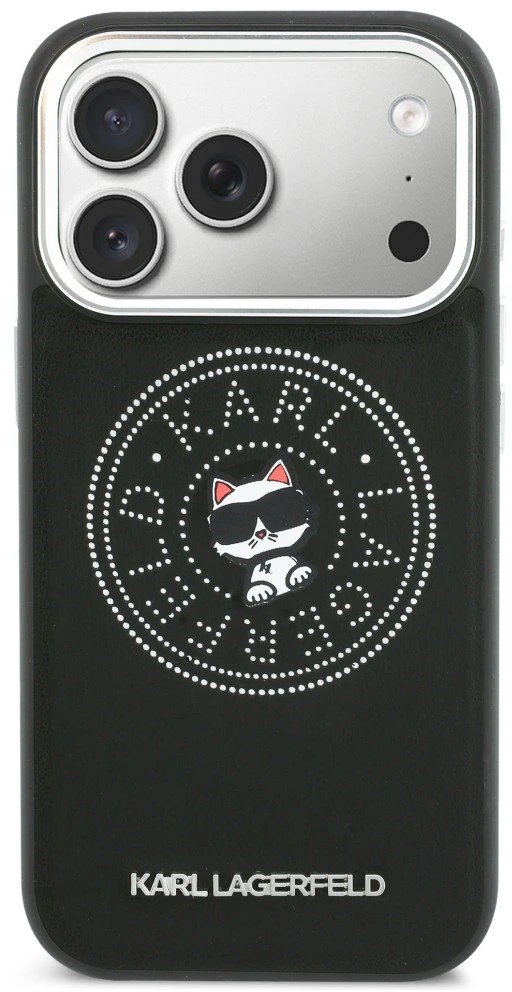 Karl Lagerfeld Point & Choupette Sketch MagSafe dėklas, skirtas iPhone 17 Pro Max - Juodas