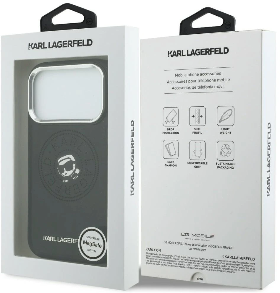 Dėklas Karl Lagerfeld Point & Karl Sketch MagSafe Case for iPhone 17 Pro - Juodas