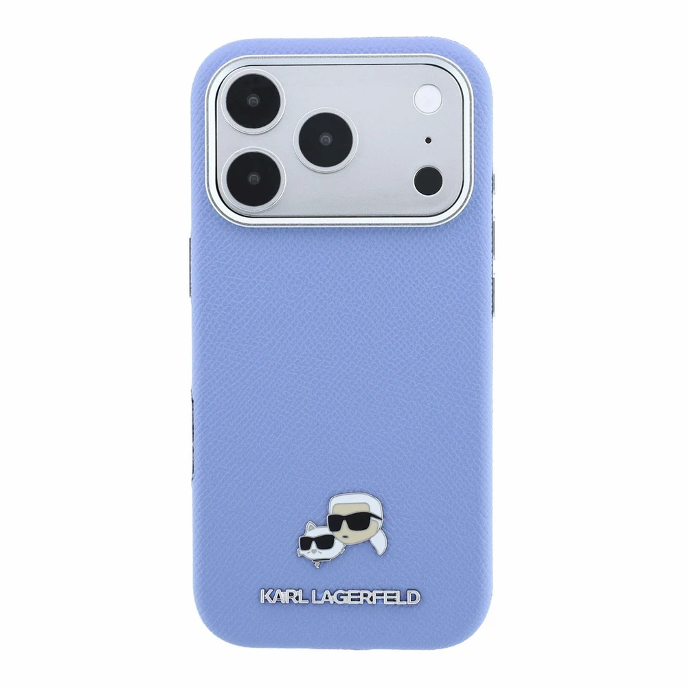 Karl Lagerfeld PU Grained Semi Wrap K&CH Heads Magsafe dėklas skirtas iPhone 18 Pro Max Mėlyna