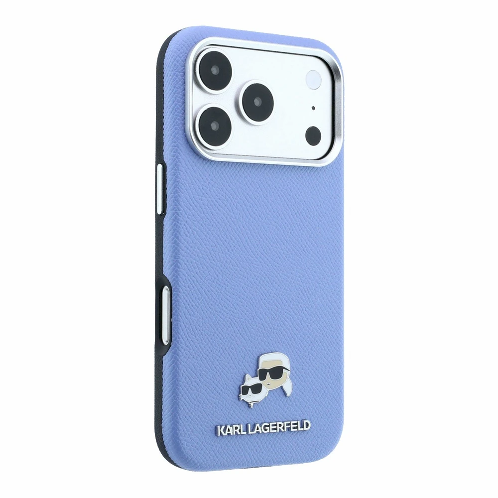 Karl Lagerfeld PU Grained Semi Wrap K&CH Heads Magsafe dėklas skirtas iPhone 18 Pro Max Mėlyna