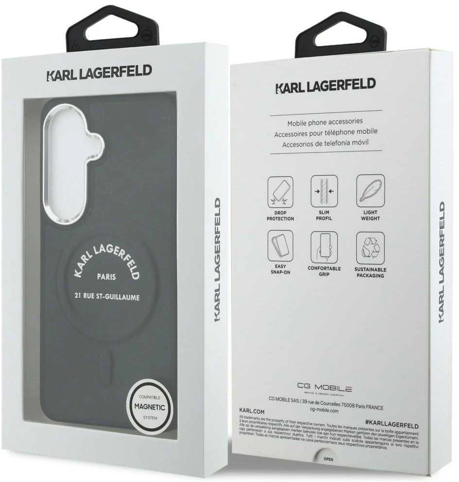 Karl Lagerfeld PU RSG Logo Magnetic dėklas skirtas Samsung Galaxy S26 juodos spalvos