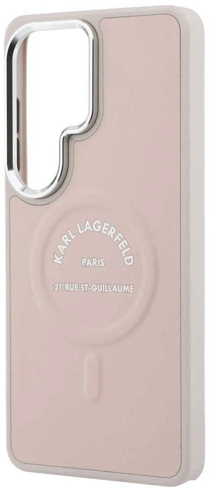 Karl Lagerfeld PU RSG Logo Magnetic dėklas skirtas Samsung Galaxy S26 Ultra rožinės spalvos