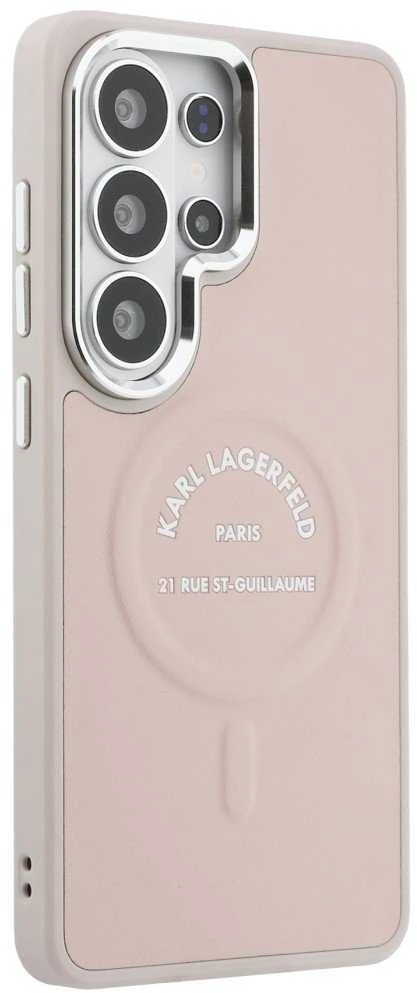 Karl Lagerfeld PU RSG Logo Magnetic dėklas skirtas Samsung Galaxy S26 Ultra rožinės spalvos
