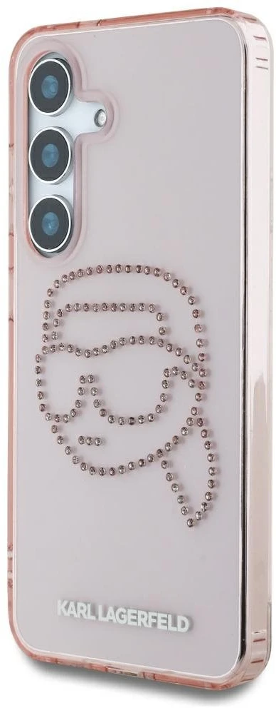 Dėklas Karl Lagerfeld Rhinestones K. Head Logo Samsung Galaxy S25 rožinės spalvos