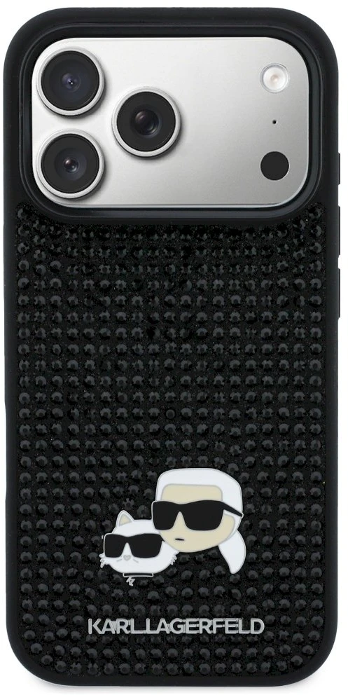 Dėklas Karl Lagerfeld case for IPHONE 17 Pro KLHCP17L6PRKCLK (Rhinestone W/ K&C PIN) juodas