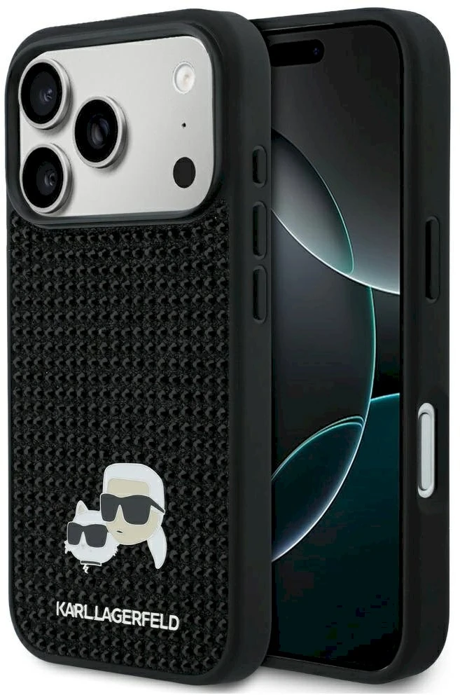 Dėklas Karl Lagerfeld case for IPHONE 17 Pro KLHCP17L6PRKCLK (Rhinestone W/ K&C PIN) juodas
