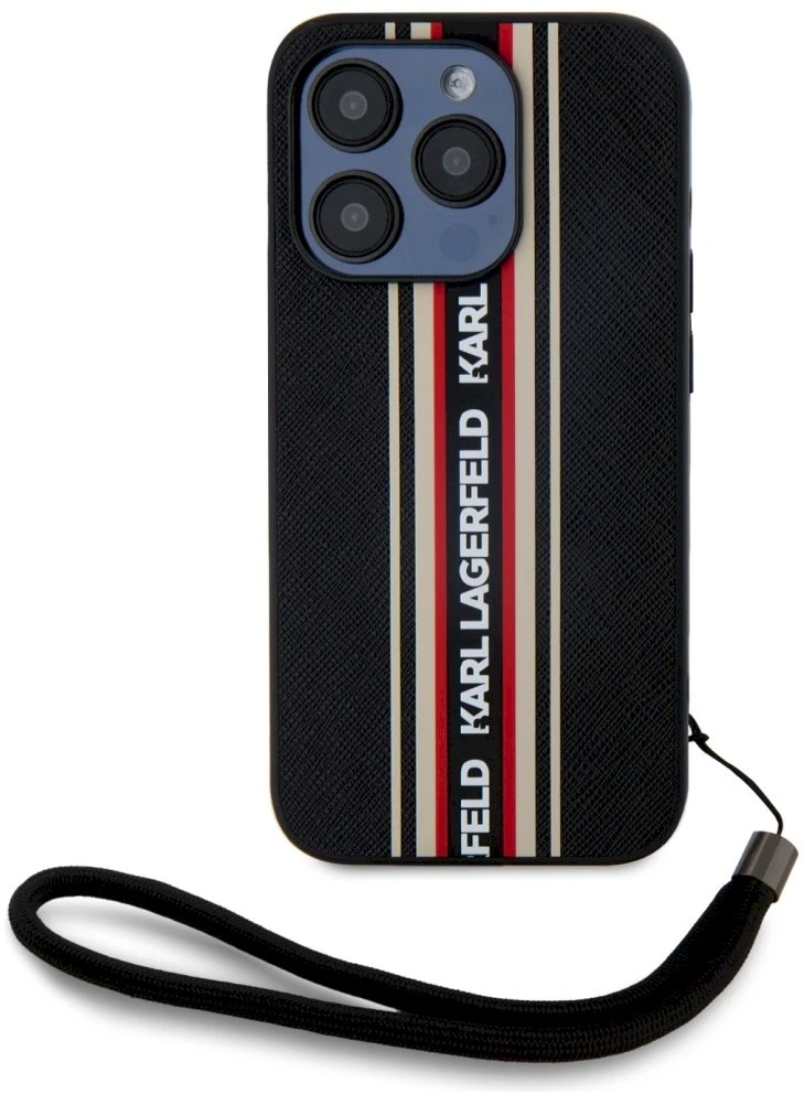 Dėklas Karl Lagerfeld Saffiano Athleisure Stripes Cord Apple iPhone 15 Pro Max red