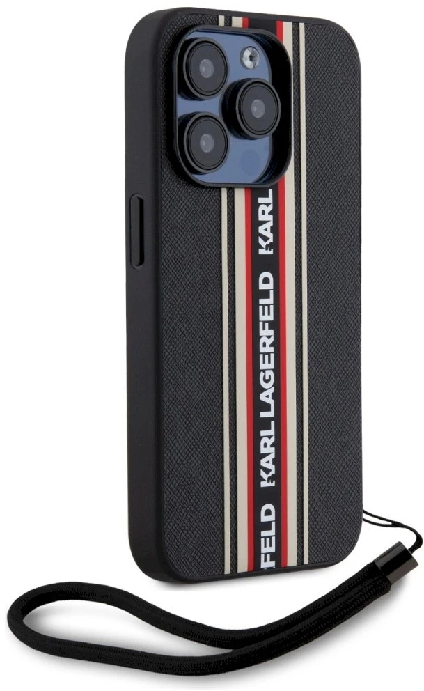 Dėklas Karl Lagerfeld Saffiano Athleisure Stripes Cord Apple iPhone 15 Pro Max red