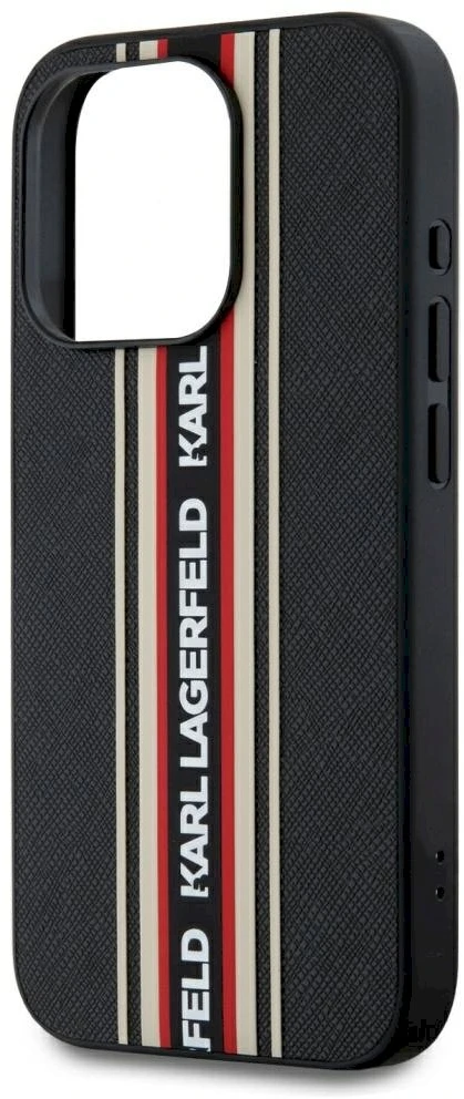 Dėklas Karl Lagerfeld Saffiano Athleisure Stripes Cord Apple iPhone 15 Pro red