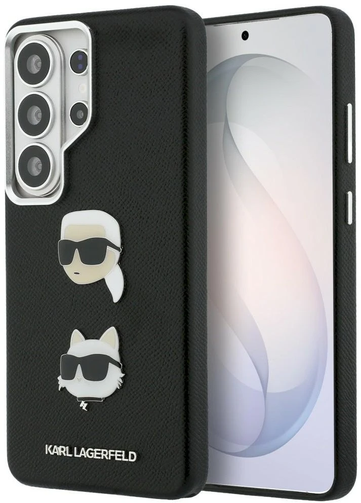 Dėklas Karl Lagerfeld Saffiano Double Heads Metal Samsung Galaxy S26 Ultra juodos spalvos