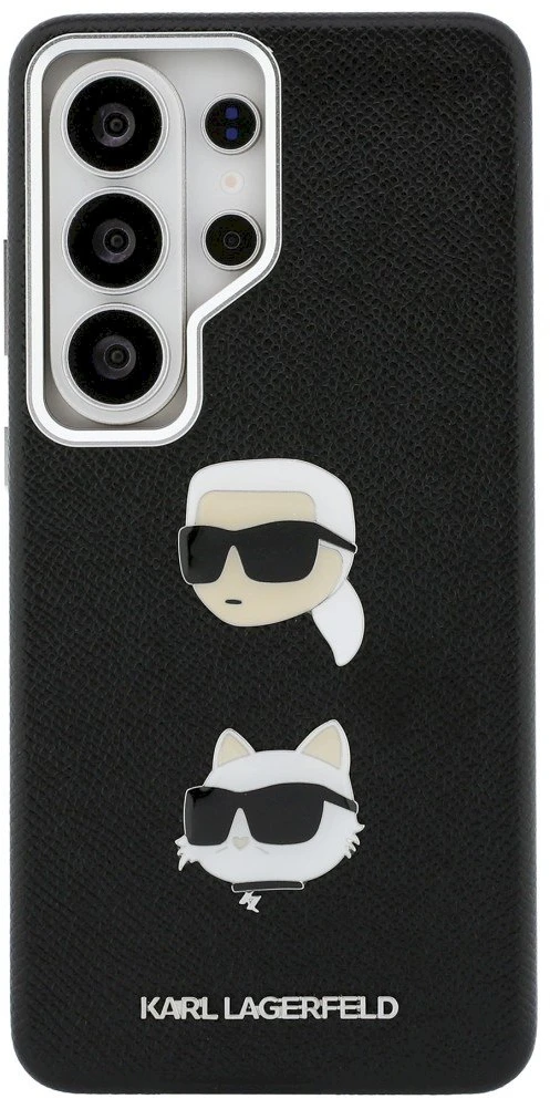 Dėklas Karl Lagerfeld Saffiano Double Heads Metal Samsung Galaxy S26 Ultra juodos spalvos