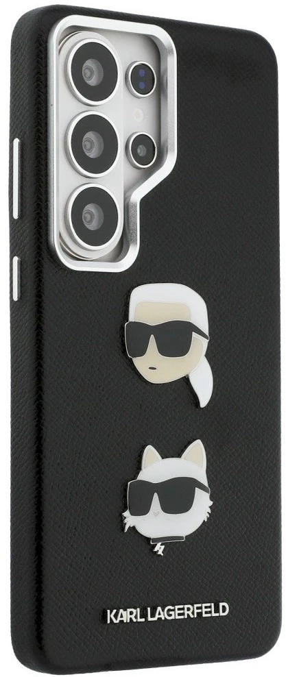Dėklas Karl Lagerfeld Saffiano Double Heads Metal Samsung Galaxy S26 Ultra juodos spalvos