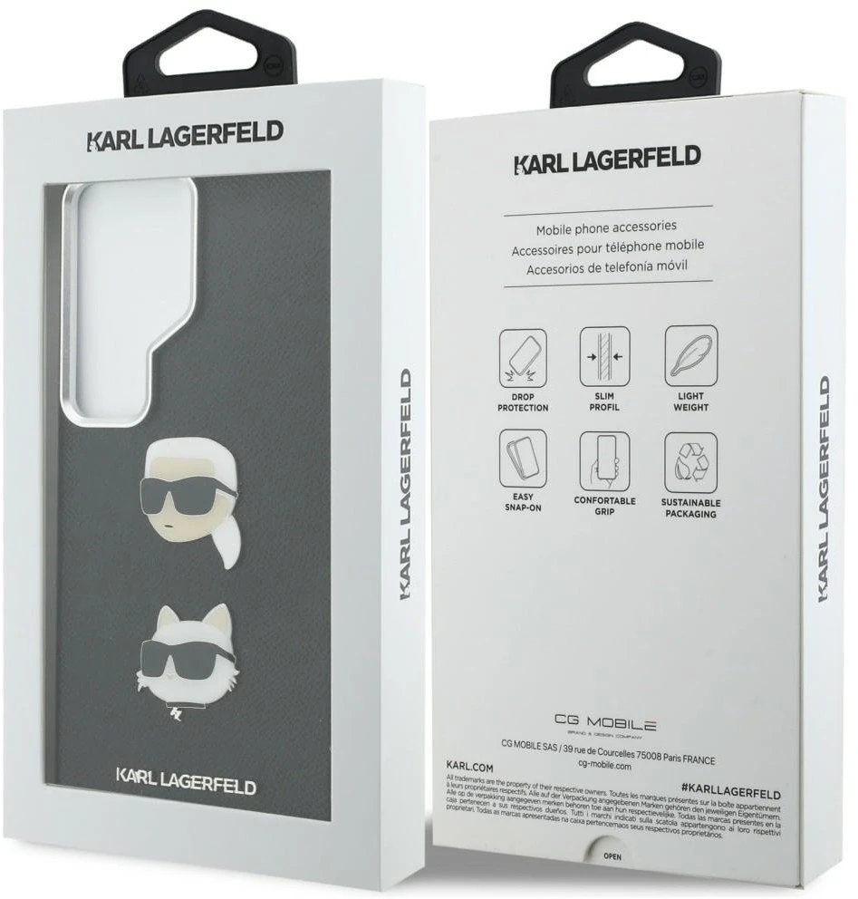 Dėklas Karl Lagerfeld Saffiano Double Heads Metal Samsung Galaxy S26 Ultra juodos spalvos