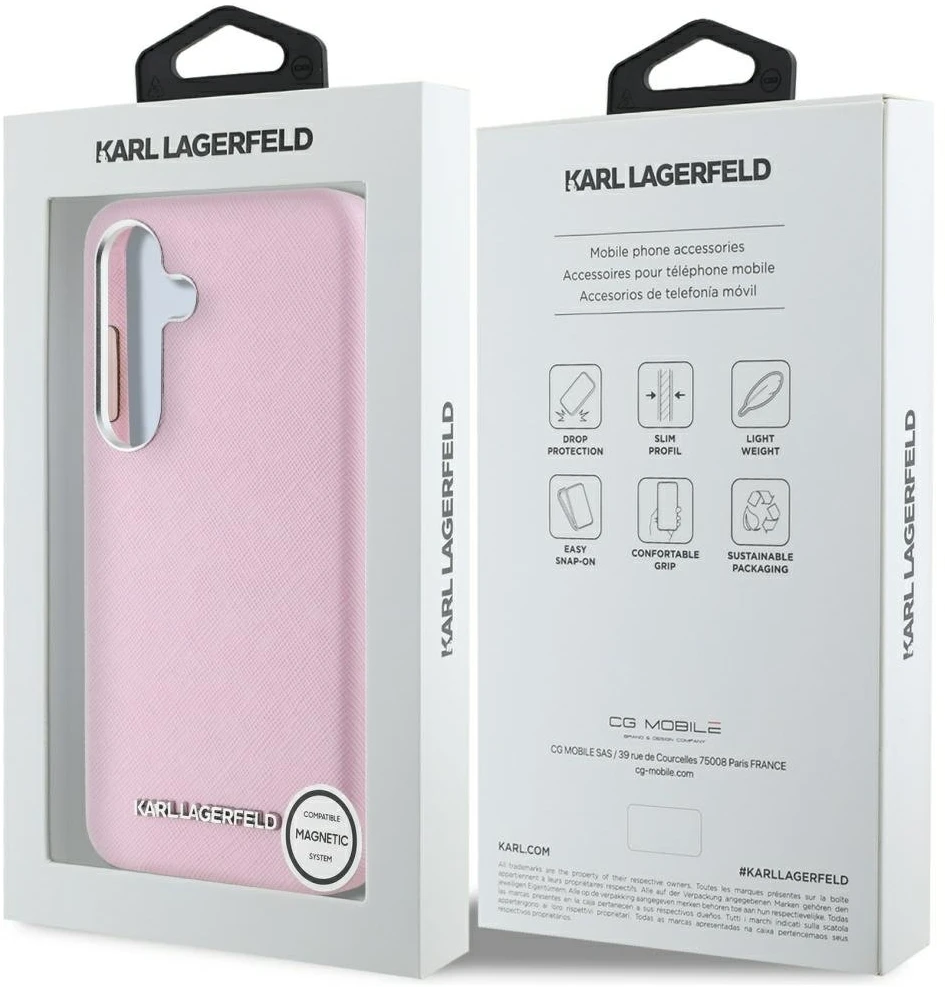 Dėklas Karl Lagerfeld Saffiano Full Wrapped Elongated Metal Logo MagSafe Samsung Galaxy S25+