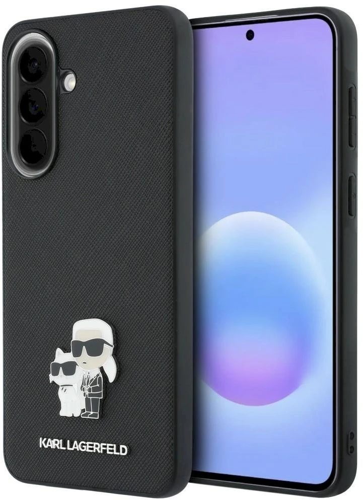 Dėklas Karl Lagerfeld Saffiano w/ Karl&Choupette Metal Logo Samsung Galaxy A57 5G juodos spalvos