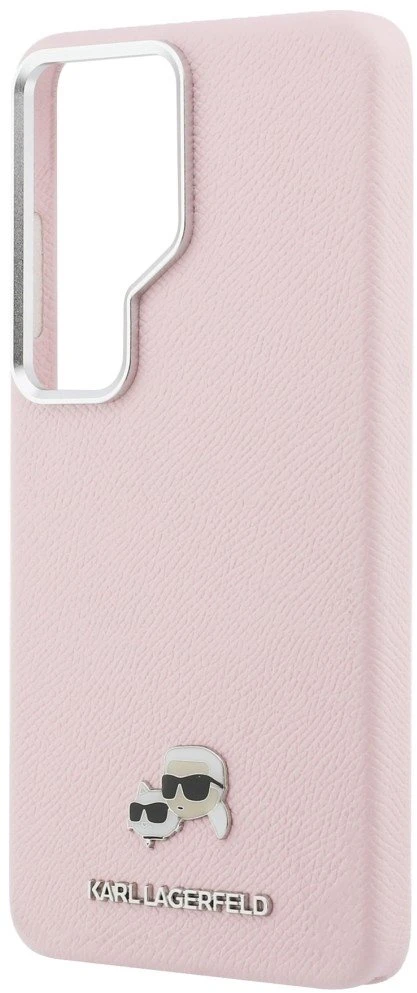 Karl Lagerfeld Grained PU Leather K&CH Heads Magnetic dėklas skirtas Samsung Galaxy S26 Ultra rožinės spalvos