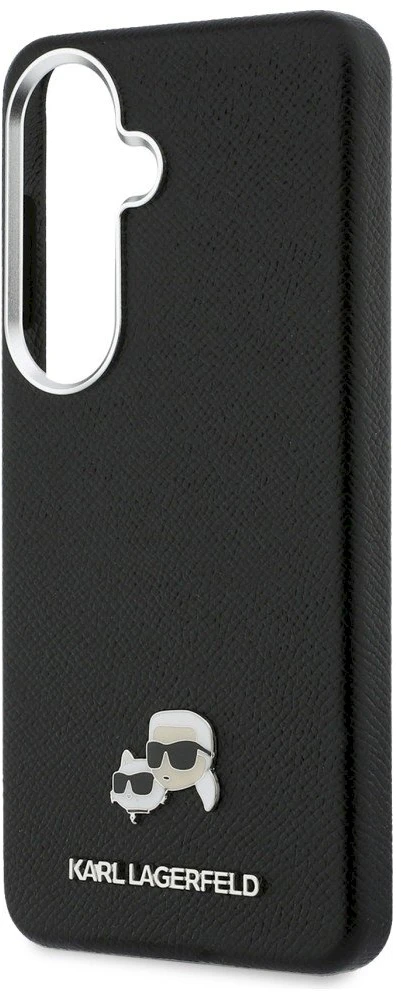 Karl Lagerfeld Grained PU Leather K&CH Heads Magnetic dėklas skirtas Samsung Galaxy S26 juodos spalvos