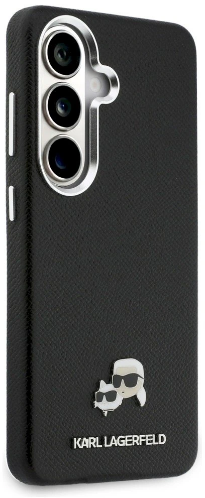 Karl Lagerfeld Grained PU Leather K&CH Heads Magnetic dėklas skirtas Samsung Galaxy S26 juodos spalvos