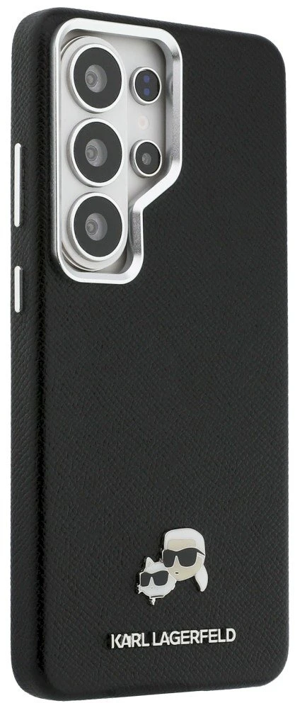 Karl Lagerfeld Grained PU Leather K&CH Heads Magnetic dėklas Samsung Galaxy S26 Ultra juodos spalvos