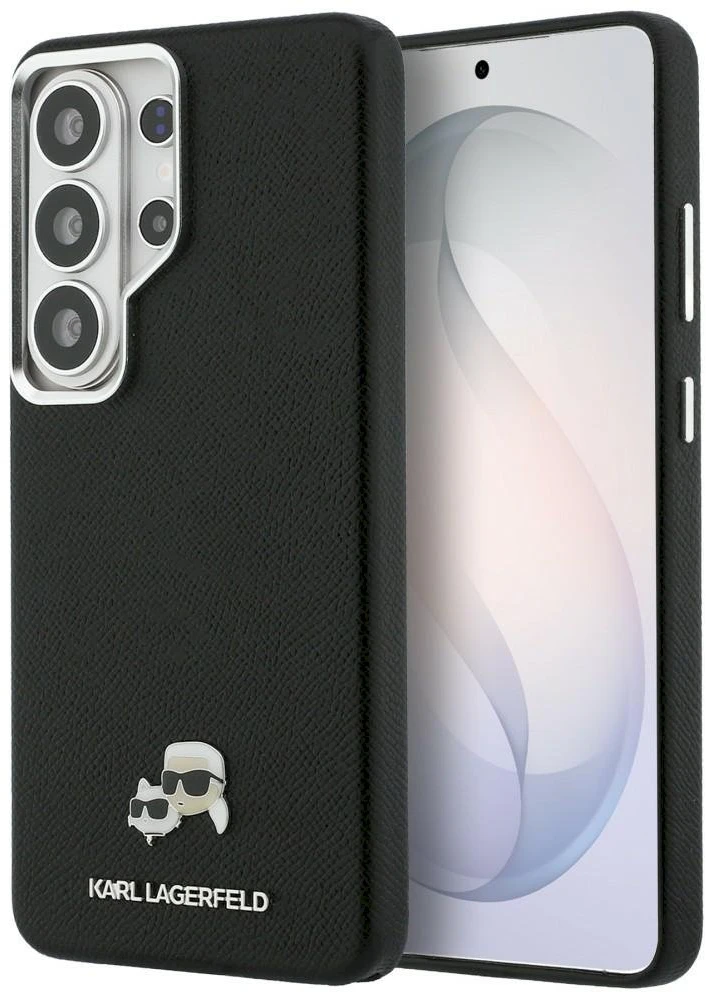 Karl Lagerfeld Grained PU Leather K&CH Heads Magnetic dėklas Samsung Galaxy S26 Ultra juodos spalvos