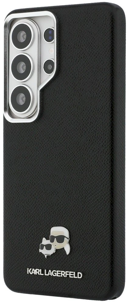 Karl Lagerfeld Grained PU Leather K&CH Heads Magnetic dėklas Samsung Galaxy S26 Ultra juodos spalvos
