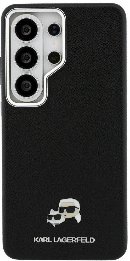 Karl Lagerfeld Grained PU Leather K&CH Heads Magnetic dėklas Samsung Galaxy S26 Ultra juodos spalvos