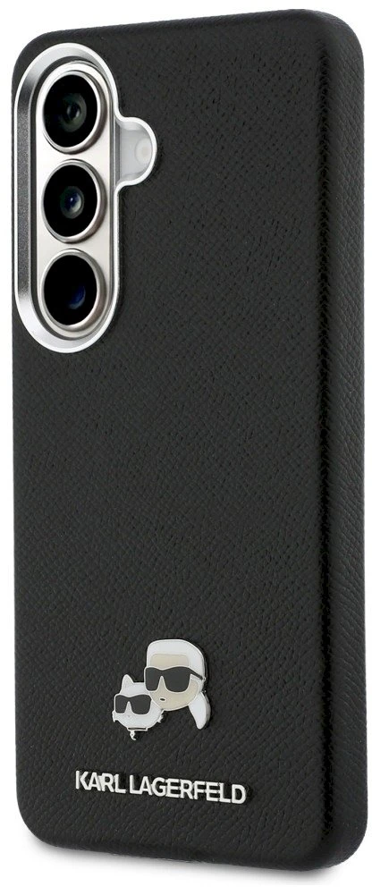 Karl Lagerfeld Grained PU Leather K&CH Heads Magnetic dėklas skirtas Samsung Galaxy S26 juodos spalvos