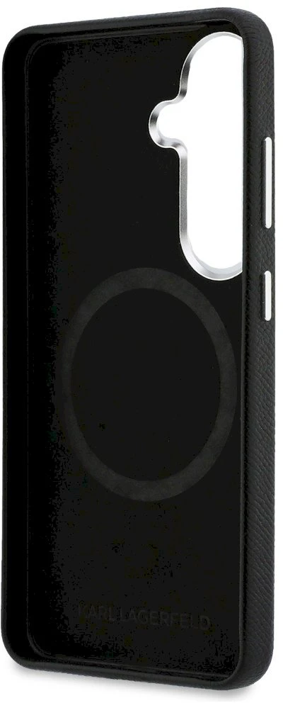 Karl Lagerfeld Grained PU Leather K&CH Heads Magnetic dėklas skirtas Samsung Galaxy S26 juodos spalvos