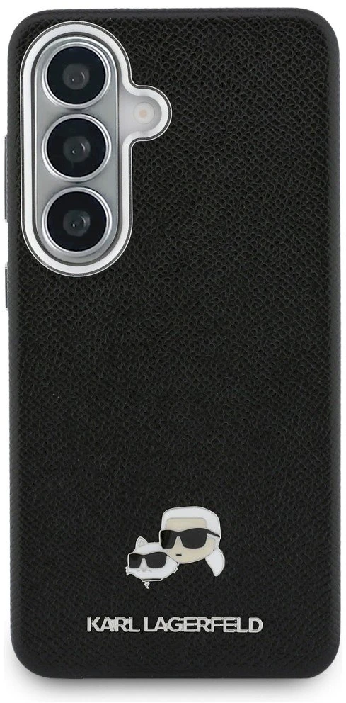 Karl Lagerfeld Grained PU Leather K&CH Heads Magnetic dėklas skirtas Samsung Galaxy S26 juodos spalvos