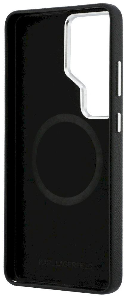 Karl Lagerfeld Grained PU Leather K&CH Heads Magnetic dėklas Samsung Galaxy S26 Ultra juodos spalvos