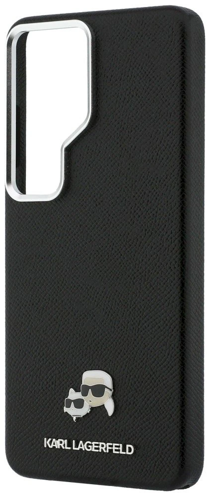 Karl Lagerfeld Grained PU Leather K&CH Heads Magnetic dėklas Samsung Galaxy S26 Ultra juodos spalvos