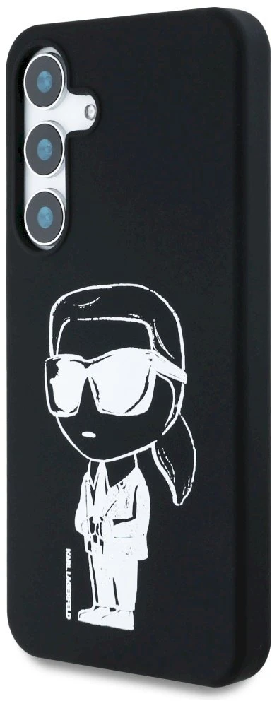 Dėklas Karl Lagerfeld Silicone Graffiti Ikonik Printed Logo MagSafe Samsung Galaxy S25 juodos spalvos