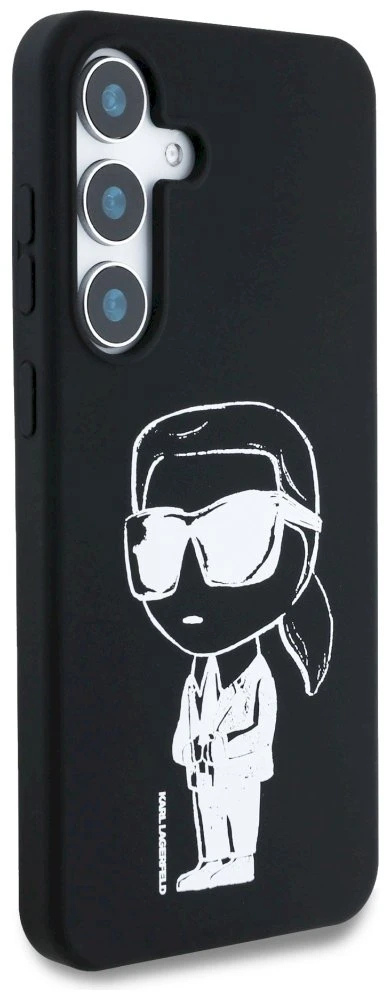Dėklas Karl Lagerfeld Silicone Graffiti Ikonik Printed Logo MagSafe Samsung Galaxy S25 juodos spalvos