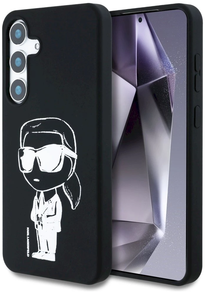 Dėklas Karl Lagerfeld Silicone Graffiti Ikonik Printed Logo MagSafe Samsung Galaxy S25 juodos spalvos