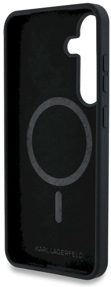 Dėklas Karl Lagerfeld Silicone Graffiti Ikonik Printed Logo MagSafe Samsung Galaxy S25 juodos spalvos