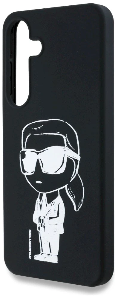 Dėklas Karl Lagerfeld Silicone Graffiti Ikonik Printed Logo MagSafe Samsung Galaxy S25 juodos spalvos