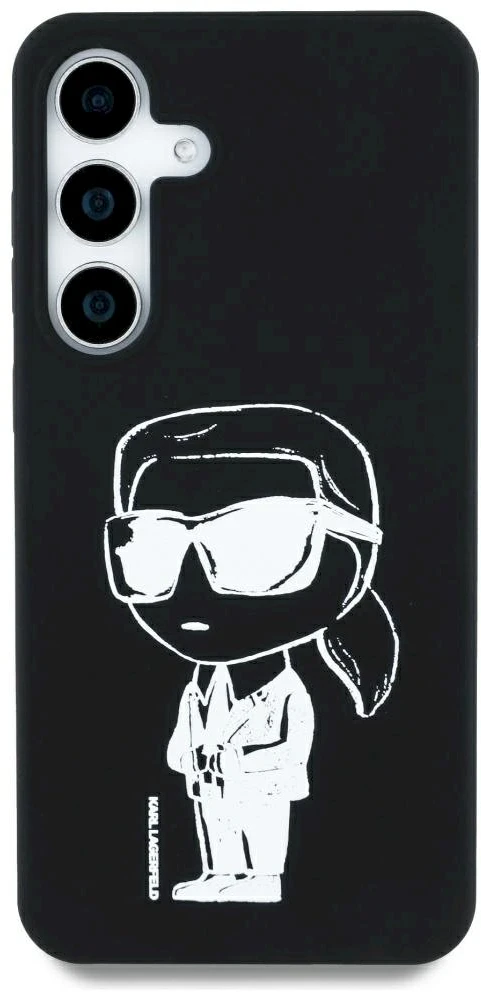 Dėklas Karl Lagerfeld Silicone Graffiti Ikonik Printed Logo MagSafe Samsung Galaxy S25 juodos spalvos
