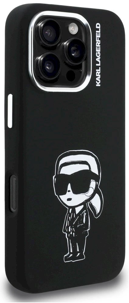 „Karl Lagerfeld“ silikoninis „Karl Sketch MagSafe“ dėklas, skirtas „iPhone 16 Pro“ – Juodas