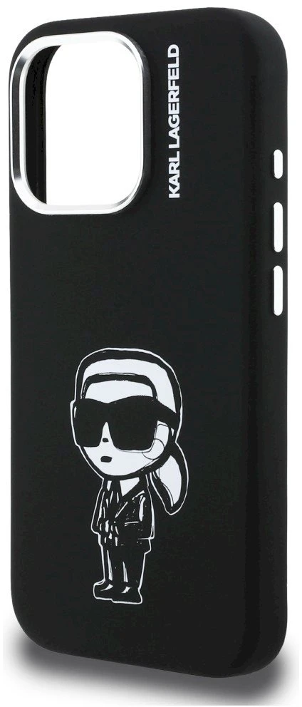 „Karl Lagerfeld“ silikoninis „Karl Sketch MagSafe“ dėklas, skirtas „iPhone 16 Pro“ – Juodas