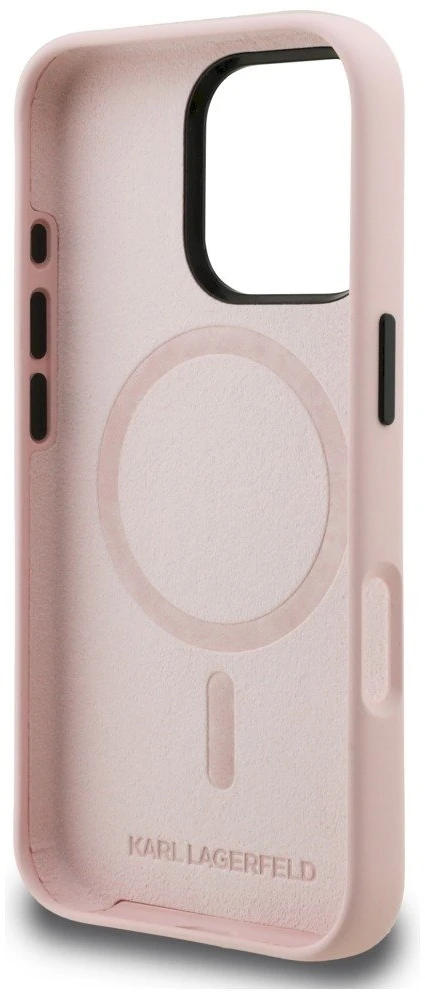 Dėklas Karl Lagerfeld Silicone Karl Sketch MagSafe Case for iPhone 16 Pro Max - Rožinė