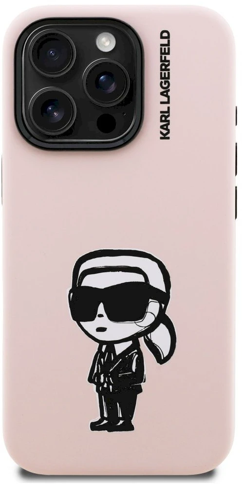 Dėklas Karl Lagerfeld Silicone Karl Sketch MagSafe Case for iPhone 16 Pro - Rožinė