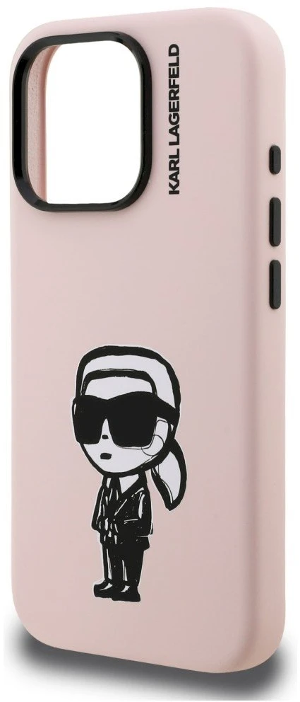 Dėklas Karl Lagerfeld Silicone Karl Sketch MagSafe Case for iPhone 16 Pro Max - Rožinė